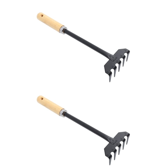 WORGEOUS 2-Pack Mini Garden Hand Rakes, Small Grass Rakes for Household Lawn and Garden Care