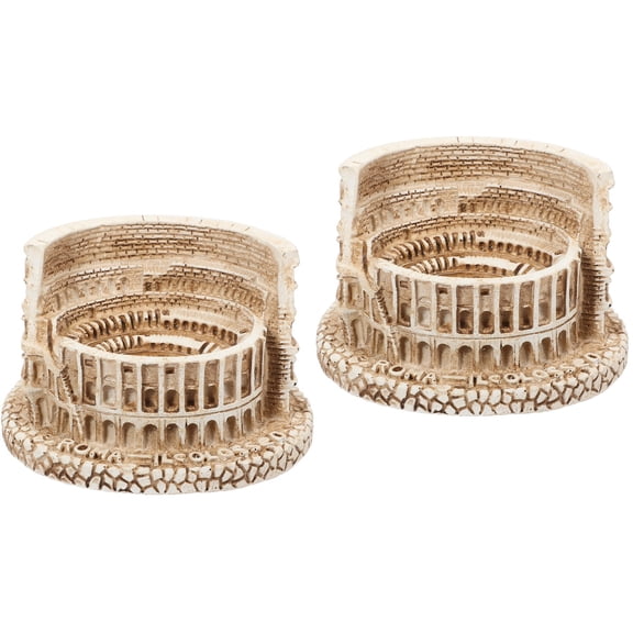 ADDHAT Set of 2 Beige Resin Roman Colosseum Table Decorations with Strong Wear Resistance for Home and Office