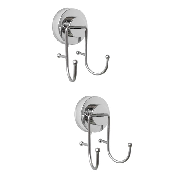 WORGEOUS 2pcs Seamless Super Strong Double Hooks No-Drilling Suction Cup Robe Hook Vaccum System Stainless Steel Never Rust for Bathroom Kitchen