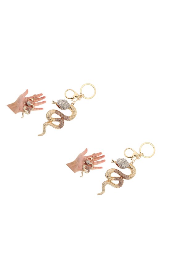 2pcs Snake Keychain Snake Pendant Keychain Snake Charm Chinese Snake Year Key Chain Rhinestone Purse Charm Year Of The Snake Decor