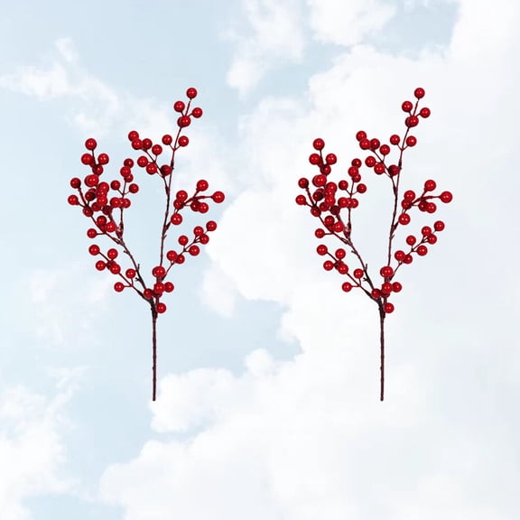 BESTYASH Red Artificial Plants 2 Pcs No Watering Christmas Party Decorations Indoor Outdoor Home Decor