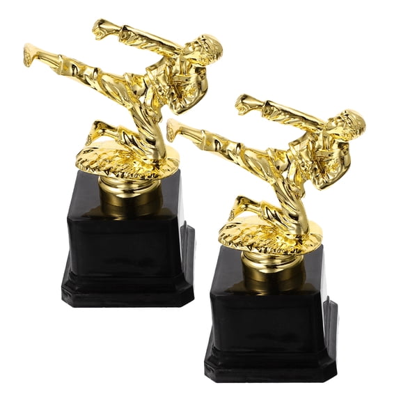 GETAJGHSD 2Pcs Golden Award Trophy with Martial Move Design for Competition and Ceremony