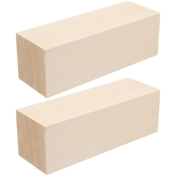 WORGEOUS 2pcs Wood Craft Cubes Unfinished Wooden Carving Blocks Blank Basswood Blocks for DIY Whittling Carving Crafting Projects