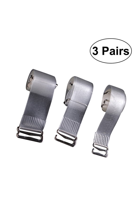 Adjustable Silver Plastic Bra Straps with Stainless Steel Buckles for Women 3 Pairs