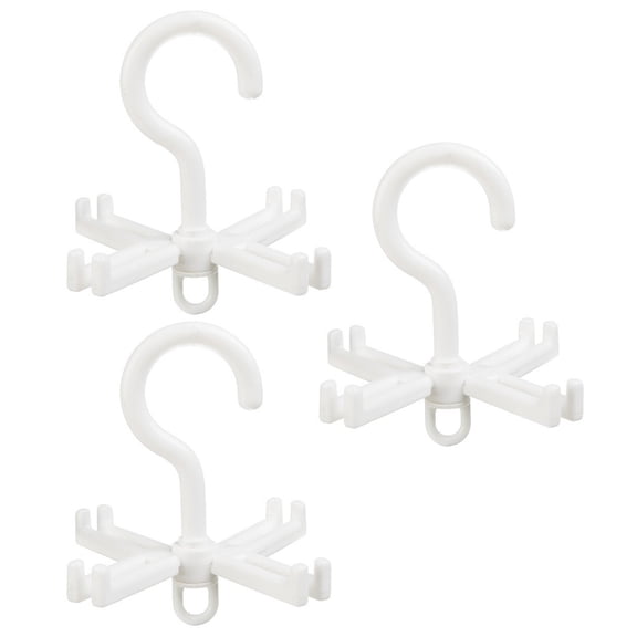 FONDOTIN 3-Pack Rotatable Belt Hangers with Folding Design, PP Belt Storage Rack in White