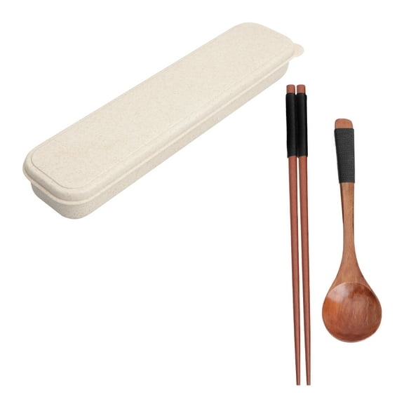 GOOHOCHY Wooden Spoon Chopsticks Set Assorted Color 3Pcs Portable Utensils