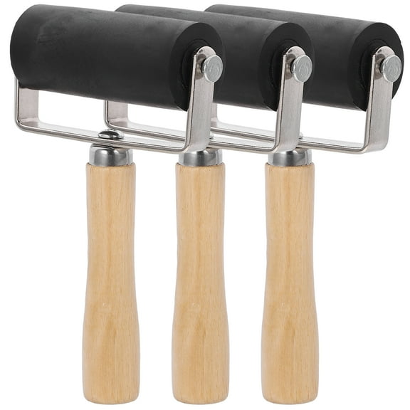 Printmaking Glue Roller for Home Use Plastic Rubber with Comfort Grip Handle Multi Color 3 Pieces