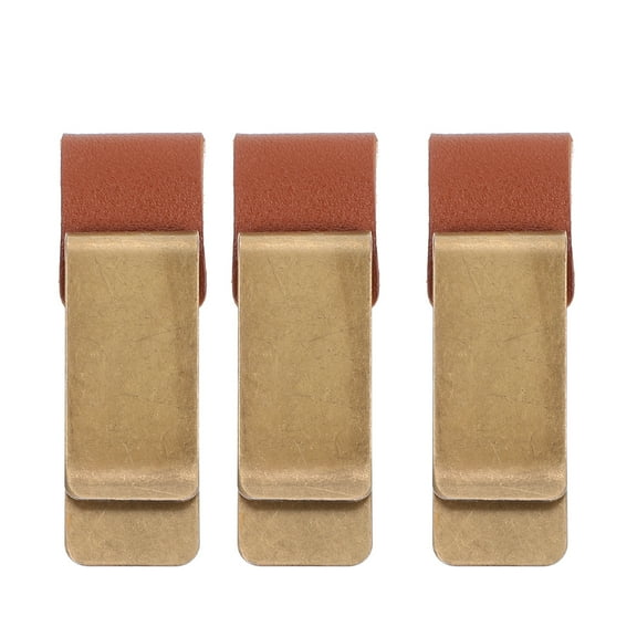 WORGEOUS  3 Pcs Leather Pen Clip Retro Clips Clipboard Loop for Planner Office Golden