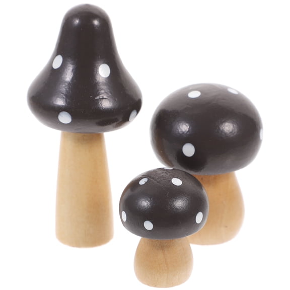 GETAJGHSD Simulated Mushroom Miniatures Durable Wooden Decor for Indoor Use 3Pcs