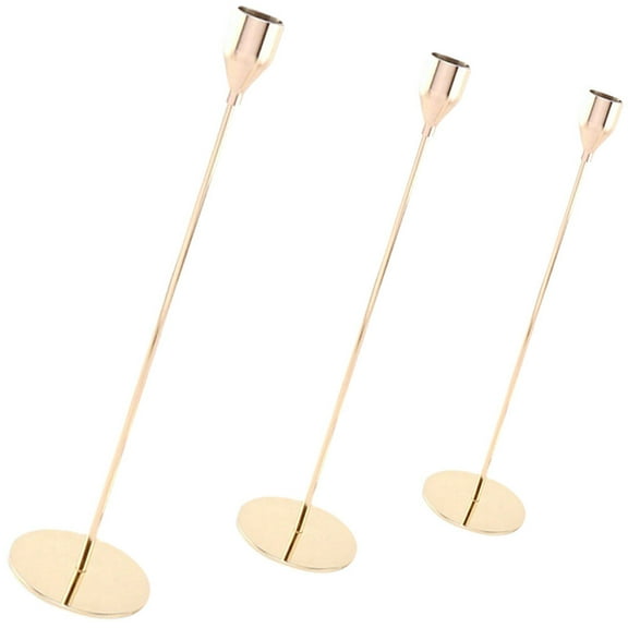 WORGEOUS 3 Pcs Taper Candles Candlestick Table Centerpiece Dinner Party 32X10X10CM Golden