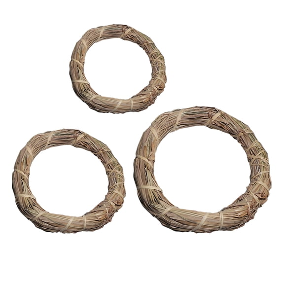 FUEENIRVA 3-Pack Brown Floral Thatch Natural Woven Wreath Garland for Party Decoration
