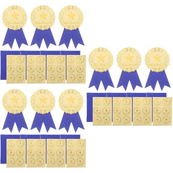 WORGEOUS 3-Piece Award Medal Sealing Stickers with Decorative Ribbon Design for Certificates and Celebrations