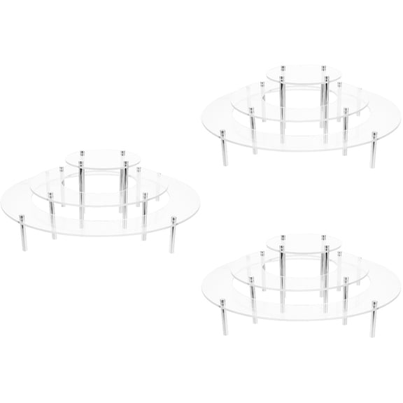 FUEENIRVA Acrylic Cake Stand Set 3Sets Transparent Food Risers for Buffet Table and Break-Resistant