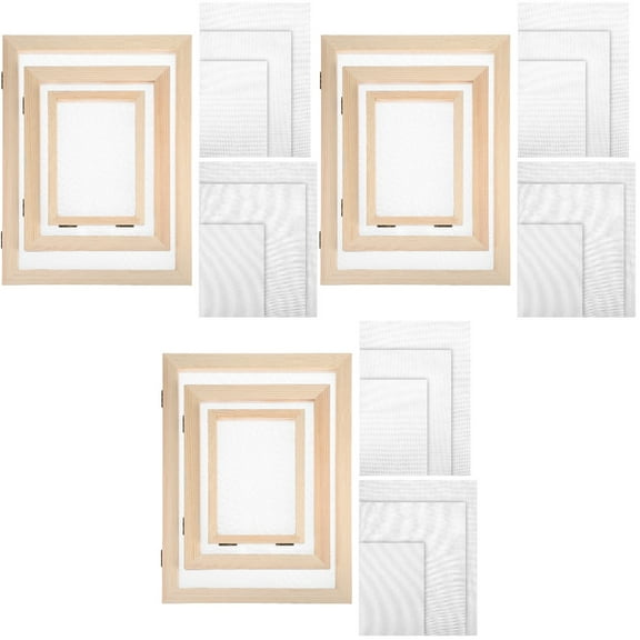 FUEENIRVA Paper Making Kit Assorted Color Wooden Frame Screen for Handmade Paper 3Sets