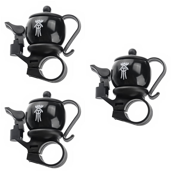 WORGEOUS 3 pcs Bike Bell Loud Bell Ring Novelty Teapot Small Bike Bell Bell, Black