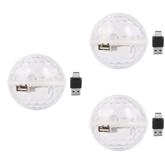 WORGEOUS 3 pcs LED Stage Light USB Charging Light Colorful Lamp Voice Control Ball Lamp