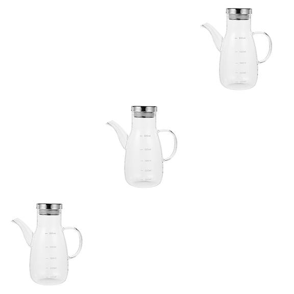 WORGEOUS 3 pcs Vinegar Pot Seasoning Bottle Anti-leak Condiment Bottle Silver Transparent