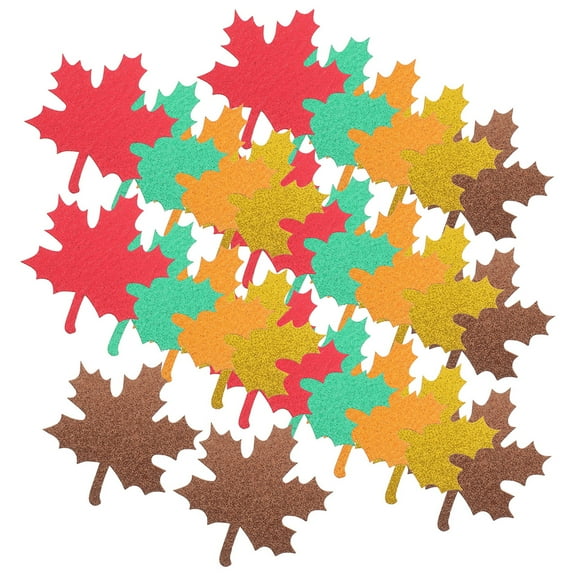 GOOHOCHY Leaf Shaped Paper Maple Leaves Cutouts Glitter Paper 30Pcs