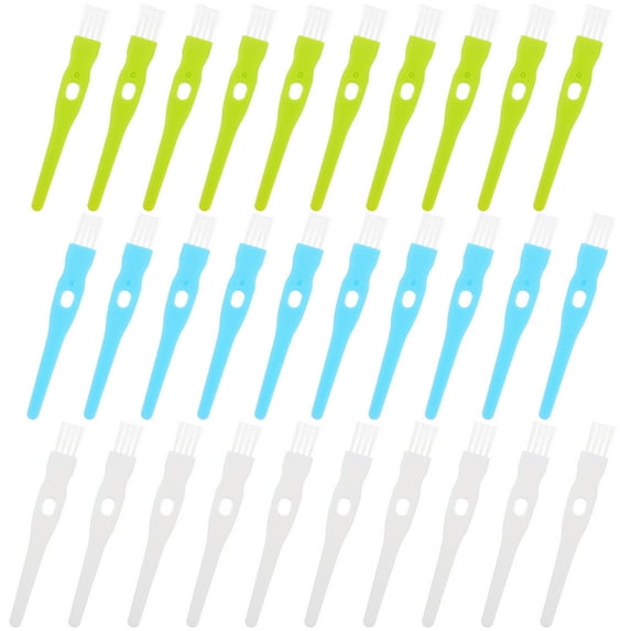HINTRMENT Grout Cleaning Brush White Handle White Bristles 30Pcs 4.2x0.6in