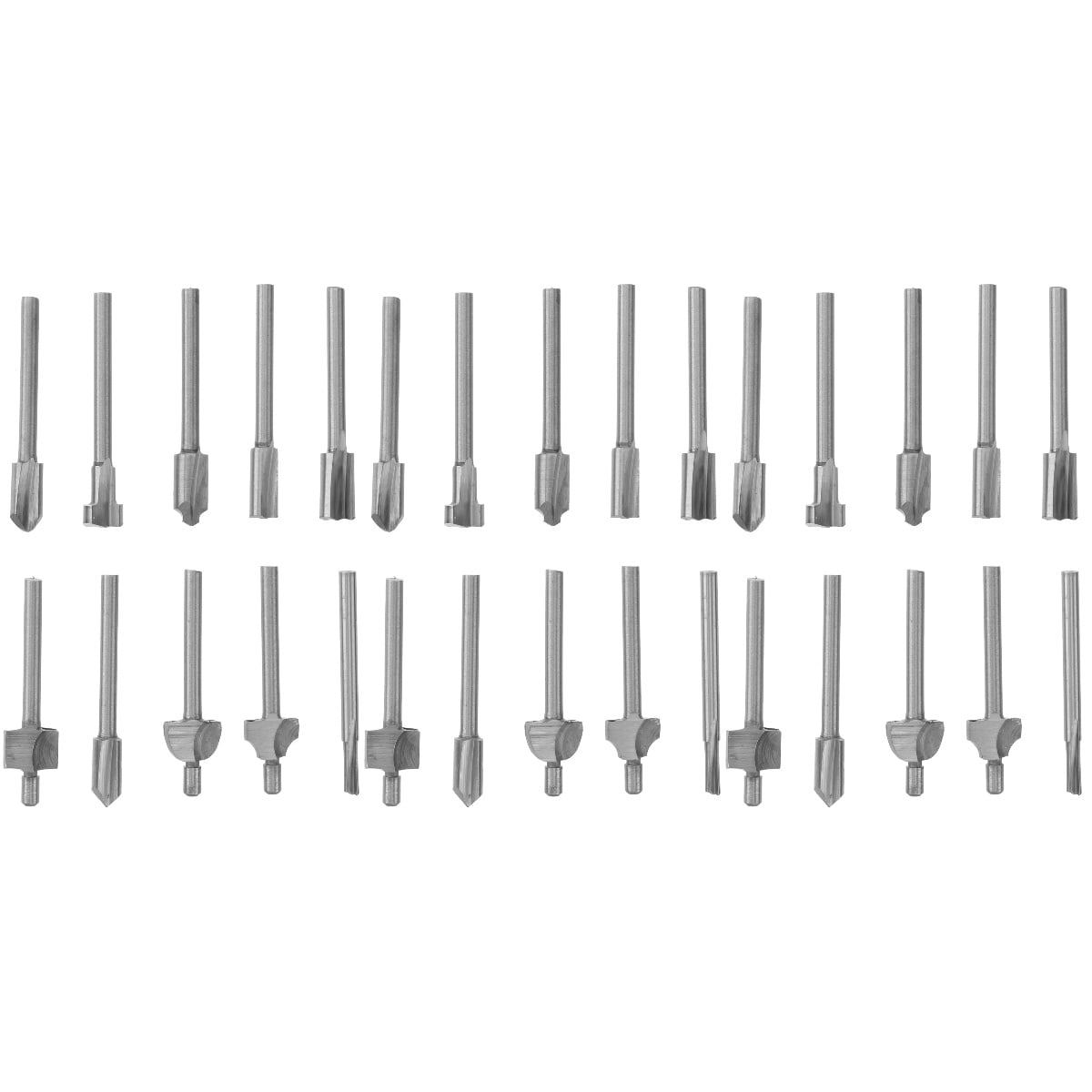 WORGEOUS 30 pcs 1/8 Inch HSS Titanium Router Bits for Rotary Tool (Silver)