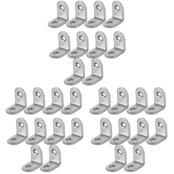 WORGEOUS 30 pcs 2mm-Thick Stainless Steel 90 Degree Angle Bracket 25x25x16mm with 20pcs 4x16mm Screws