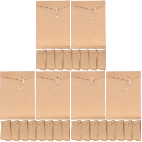 Mobutofu Kraft Paper Envelopes with Tie Closure, Document Holder for Outdoor Use, Pack of 30 and