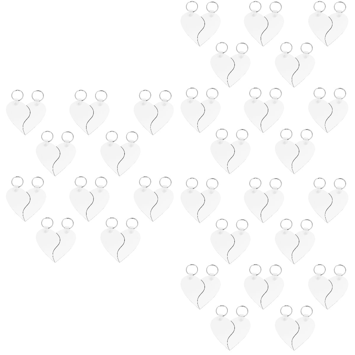 WORGEOUS 30 pcs  Stylish Heart-shaped Key Chains DIY Blank Key Rings Hanging Ornaments