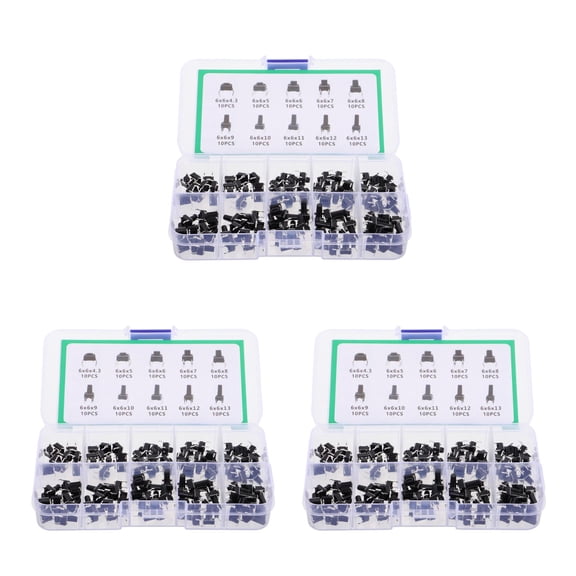 WORGEOUS 300 Pcs Tactile Push Button Switch Kit Appliance Limit Switches Micro Momentary Switches for Electronics Projects Small Push Button Switch