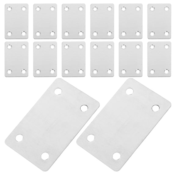 BESTYASH 30Pcs Plated Silver Stainless Steel Flat Braces Metal Plates for Wood Furniture Repair