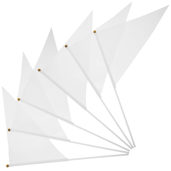 WORGEOUS Mini Handheld Flags White Plastic 30Pcs 15.8X11X0.2In