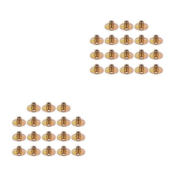 WORGEOUS 36 pcs  3- Hole Tee Nut Fastener Professional Steel Mounting Fitting Fastener Through- Hole Insert Furniture Screw Nuts Brown
