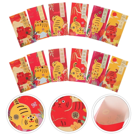 WORGEOUS Cartoon Style Red Packets Red Paper 36Pcs Rectangular