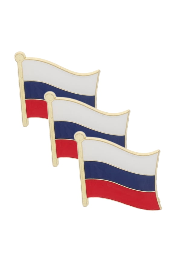 3PCS Russian Flag Lapel Pin Metal Badge Patriotic Brooch Metal Flag Lapel Pin Waving Russian Brooch for Activities