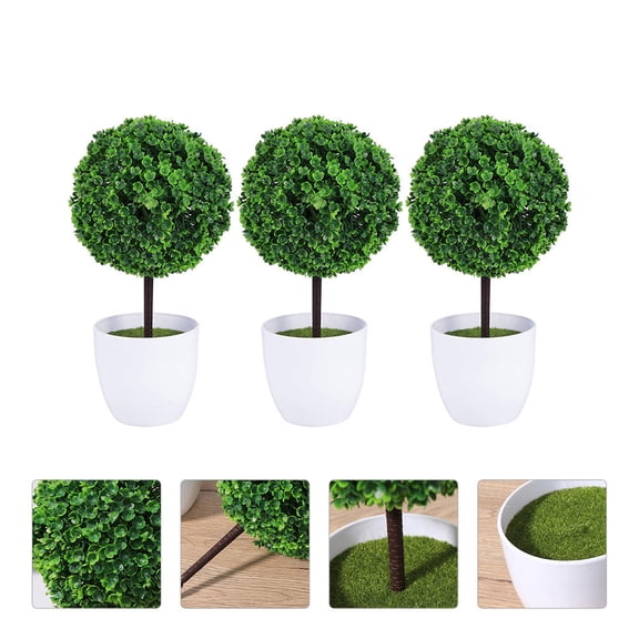 WORGEOUS 3Pcs Artificial Plant Ball Lifelike Bonsai Plastic Green Plant Home Decoration