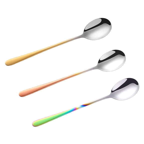 BESTYASH Stainless Steel Table Spoons Set, 3 Pieces, Simple Design, Flatware, Assorted Colors for Kitchen