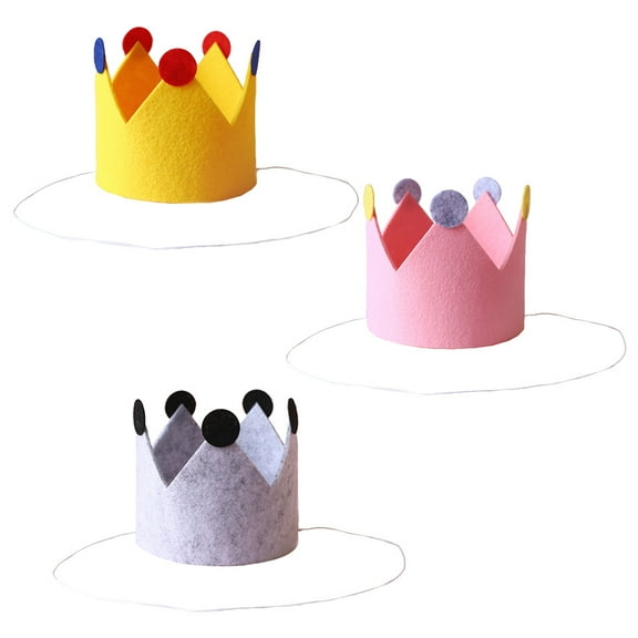BESTYASH 3Pcs Assorted Color Birthday Hats Made of Felt Cloth for Party Decoration and Photos