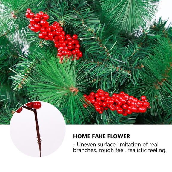 BESTYASH 3-Piece Outdoor Artificial Red Berry Bouquet Foam Flowers Decorative Patio Accents