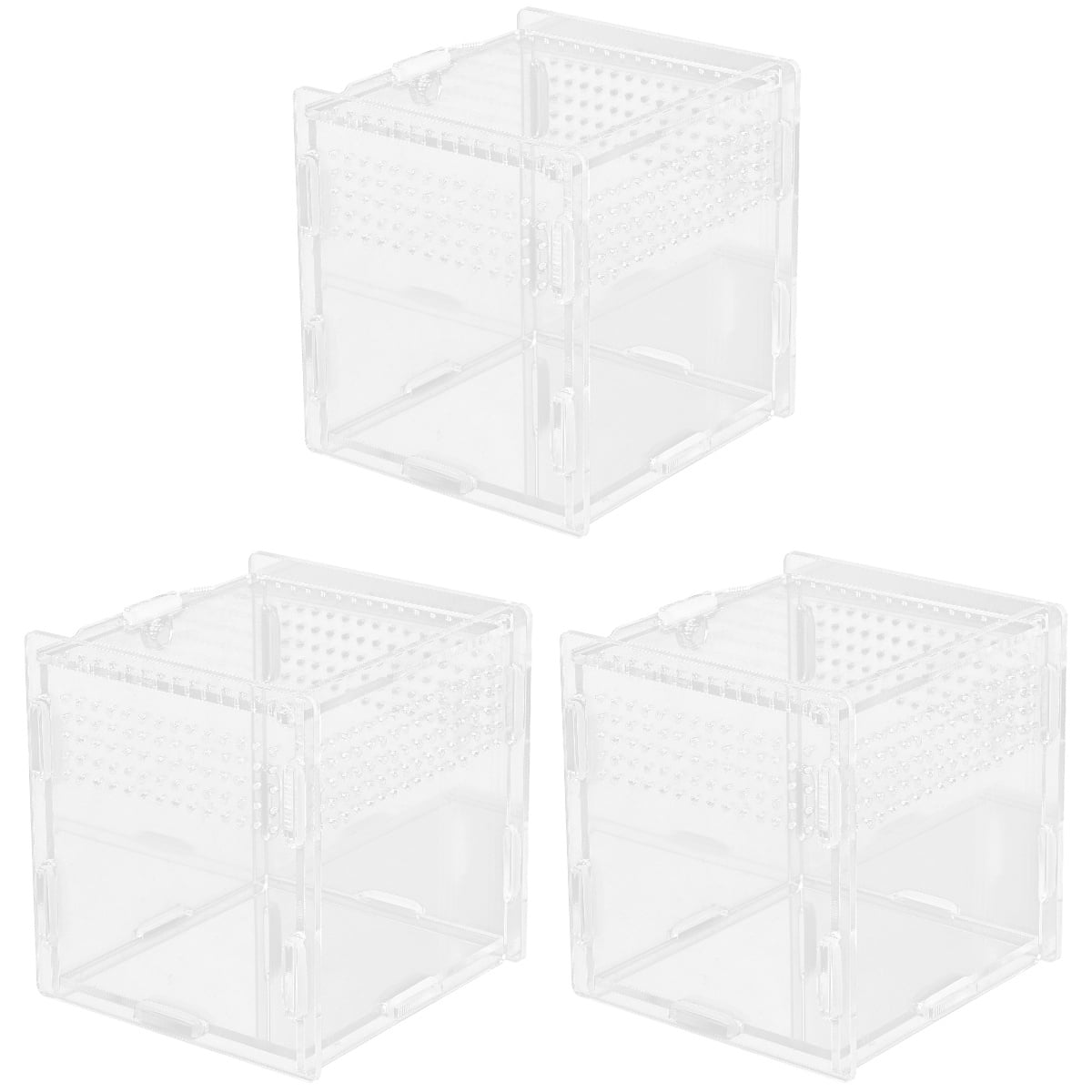 WORGEOUS 3pcs Acrylic Reptile Case Reptile Terrarium Reptile Case Clear Feeding Box for Reptile