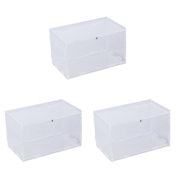 WORGEOUS 3pcs Acrylic Transparent Reptile Box for Spider Scorpion Gecko Snake Tortoise