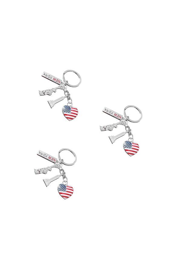 WORGEOUS 3pcs American Independence Day Keychain USA Patriotic Keyring Metal Key Holder for July 4th National Day