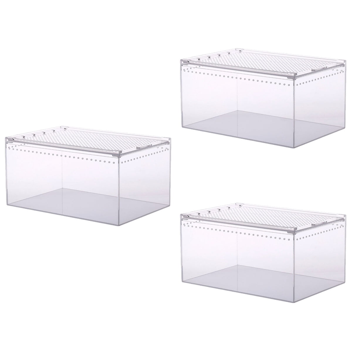 Temporary Snake Box Reptile Terrarium 2-Piece Reptile Feeding Box Set - Plastic Enclosures ...