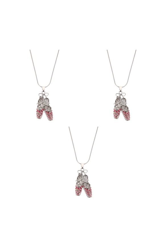 3pcs Crystal Ballet Shoe Necklace Rhinestones Pendant Necklace Birthday Valentines Jewelry Gift