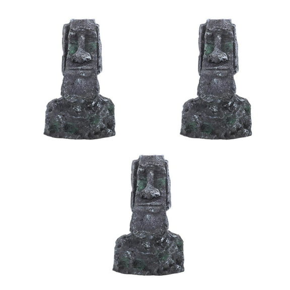 WORGEOUS 3pcs Easter Island Head Statue Moai Statue Decor Resin Decor For Room Accessories Antique Sculpture Desktop Bookshelf