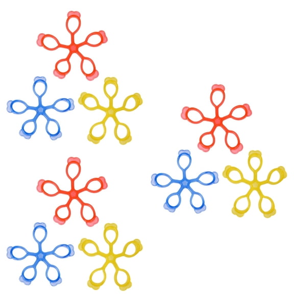 WORGEOUS 3pcs Finger Strength Exerciser Set Portable Tension Trainer for Guitar Piano Guzheng with Red Blue Yellow Bands