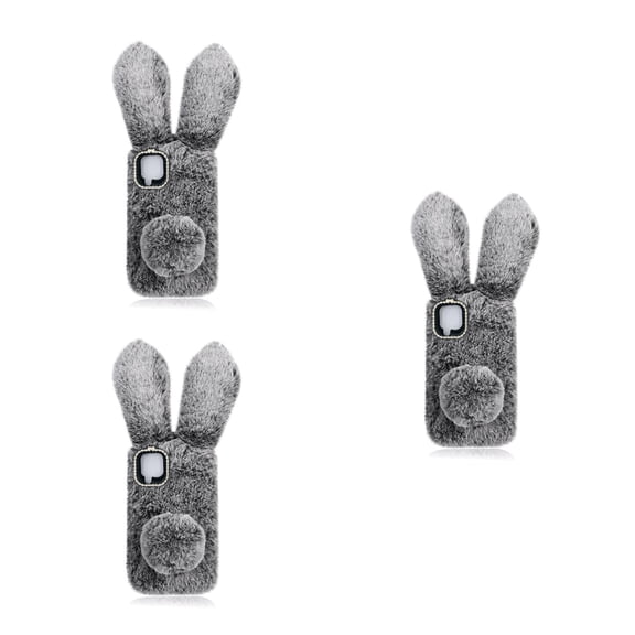 WORGEOUS 3pcs Furry Rabbit Phone Case Adorable Plush Phone Protector Compatible for A42 5G