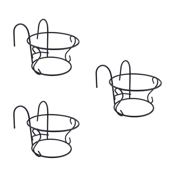 WORGEOUS 3pcs Hanging Planter Holder Railing Flower Pot Basket Shelf Stand Rack Pot Bracket for Balcony Porch Fence Black