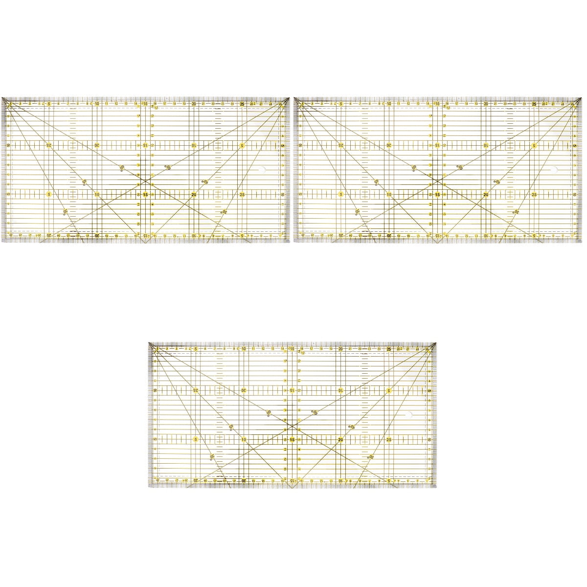 WORGEOUS 3pcs Patchwork Ruler DIY Quilting Sewing Patchwork Foot Ruler Sewing Accessories 30x15cm