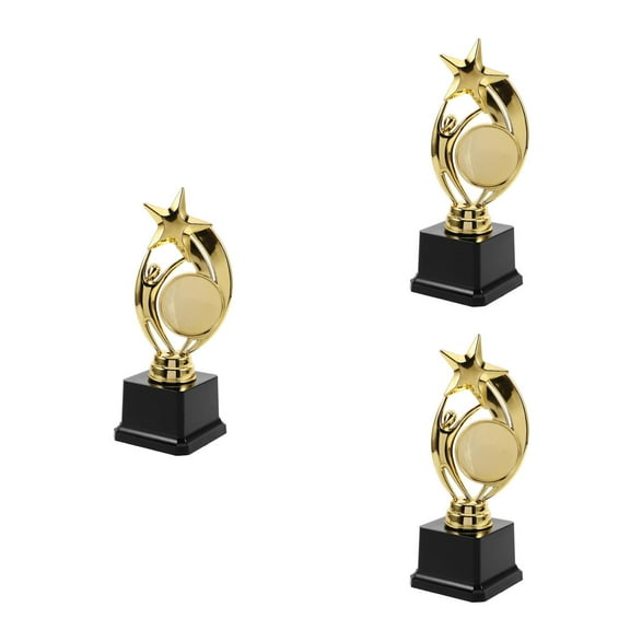 WORGEOUS 3pcs Plastic Award Trophy Golden Plastic Trophy Cup Sports Winner Trophy Model for Kids Adults Tournaments Competition Reward