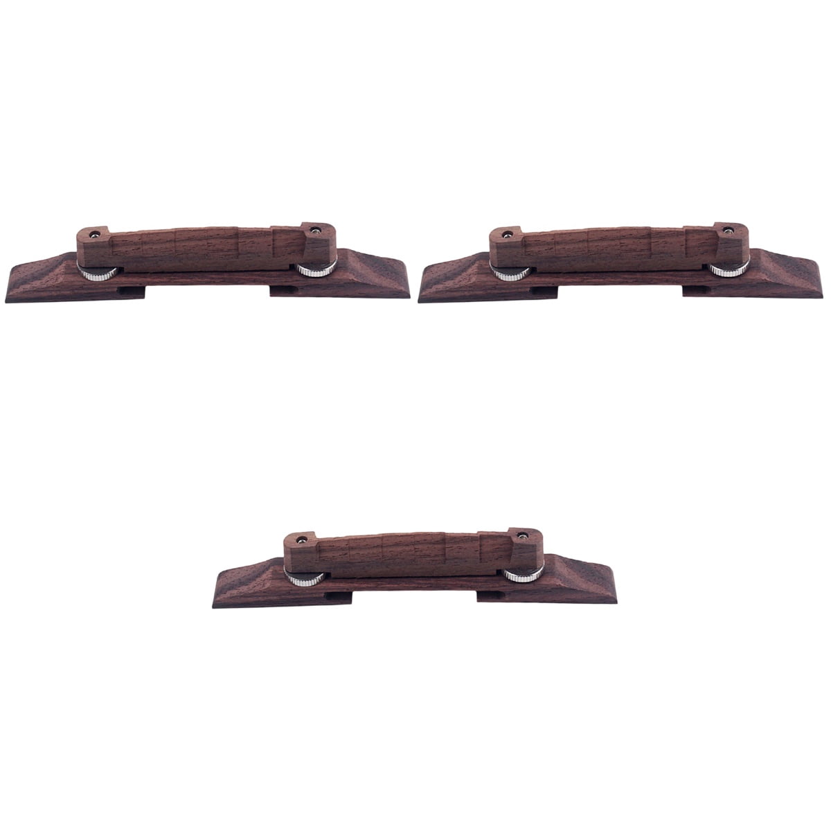WORGEOUS 3pcs Roller Saddle Bridge Archtop Guitar Bridge Floating Bridge for Bass Guitar Musical Instrument GO106 Brown