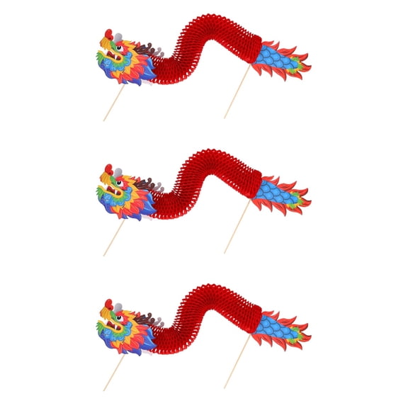 WORGEOUS 3pcs Spring Festival Paper Dragon Chinese Style New Year DIY Paper Dragon Ornament